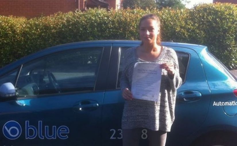 Anna on a first time pass in her driving test at Reading