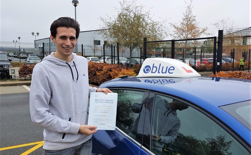 Edward Blackmoore of Ascot, Berkshire passed his driving test FIRST in Farnborough, Hampshire.