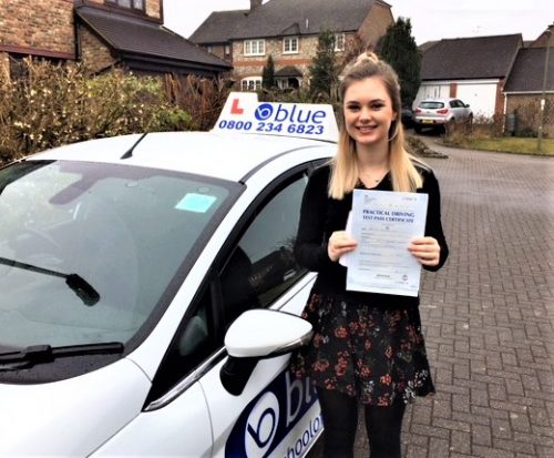 Ella White of Bagshot, Surrey who passed her test in Chertsey