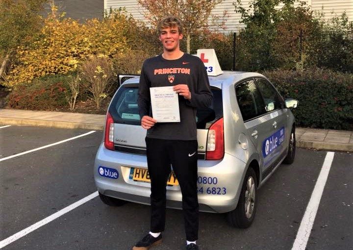 Elliott Kemp from Bracknell passed his driving test in Farnborough