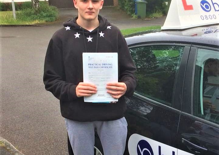 Jonathan Bibby on passing his driving test today at Farnborough