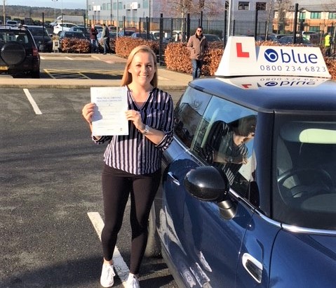 Amber Morton from Bracknell, Berkshire on passing her driving test in Farnborough