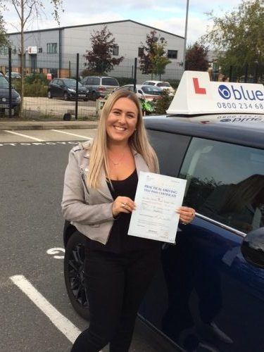 Larissa Borredell-Brown on passed her driving test in Farnborough