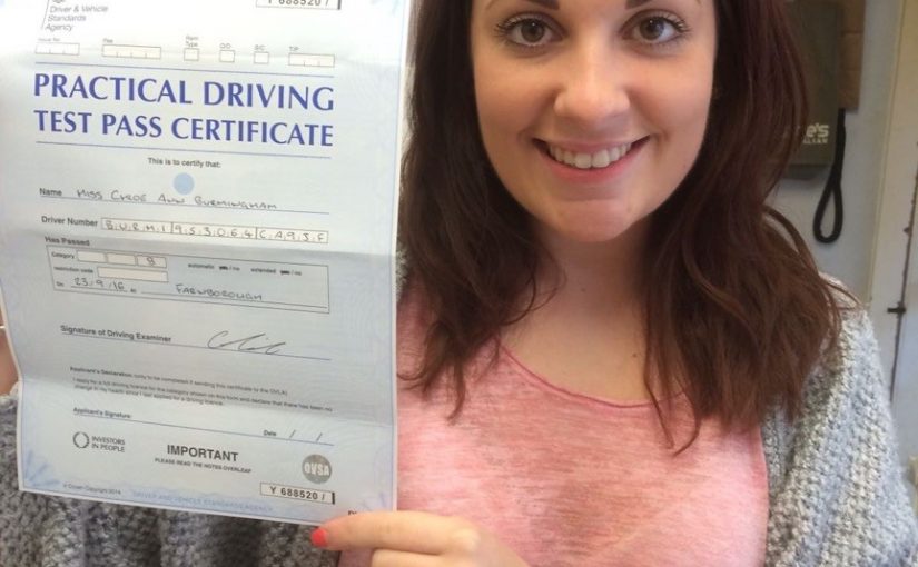 Driving Test Pass for Chloe in Farnbrough