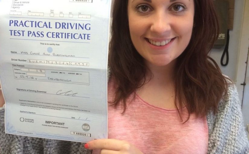 Driving Test for Chloe of Aldershot