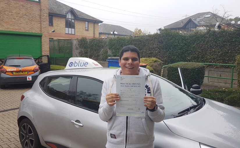 Daniel Fernandes of Winkfield Row, Berkshire who passed his driving test First Time