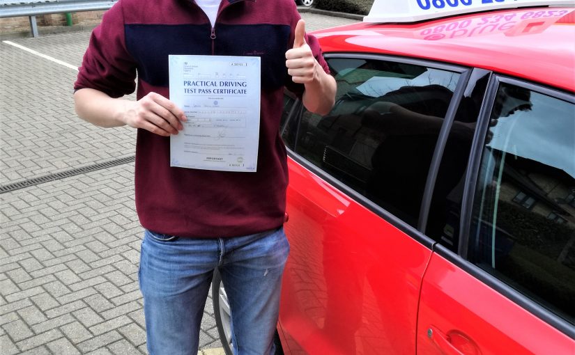 Jacob Wells of Windlesham, Surrey passed his driving test