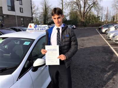 Ed Sadler of Holyport Berkshire passed his driving test