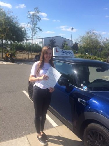 Emma Houghton from Bracknell on passing your driving test in Farnborough on your first attempt