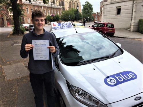 Charlie Wade from Eton College, Berkshire passed his driving test in Slough