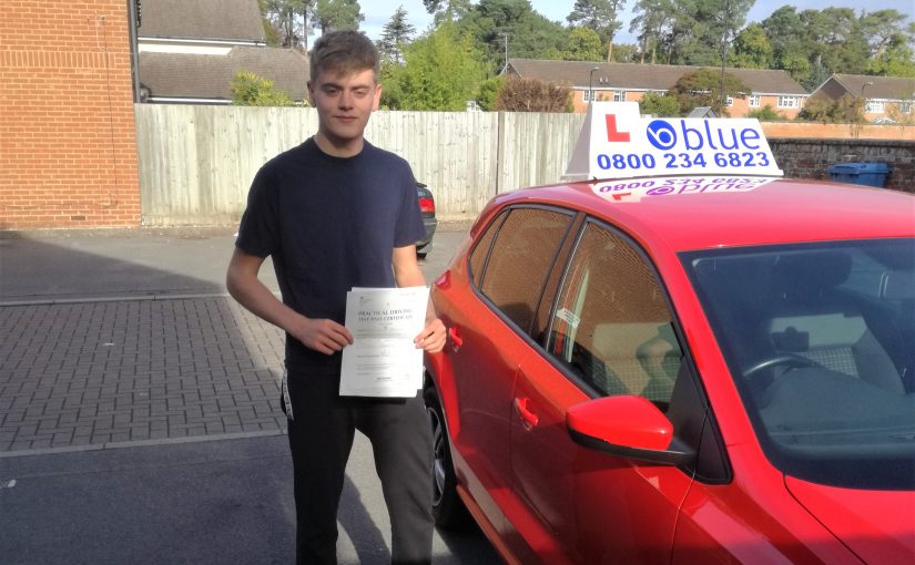 Arron Edwards who passed his driving test first time in Farnborough