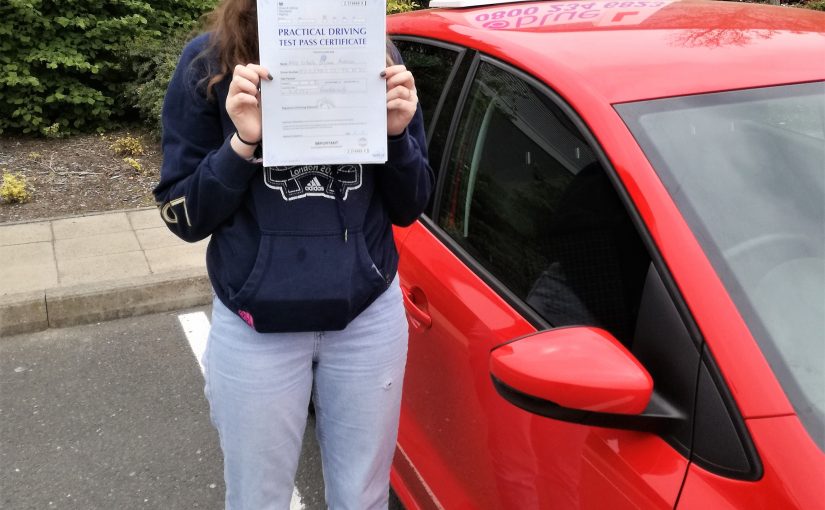 Lucy Anderson of Farnborough who passed her driving test today at Farnborough