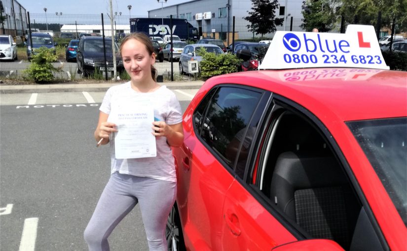 Olivia Gamble passed her driving test first time at Farnborough