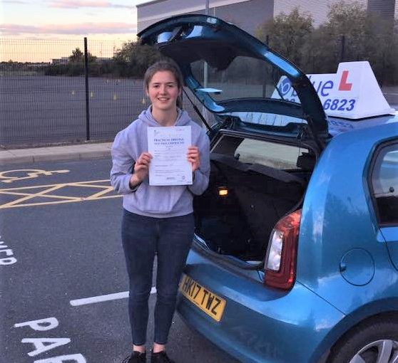 Sammi Shaw passed her driving test in Farnborough first time