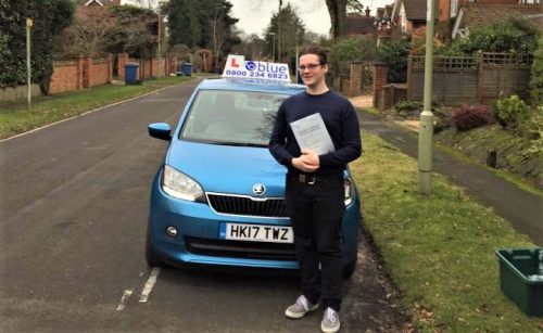 Frank Turley from Fleet and attends Wellington College passed his driving test in Farnborough