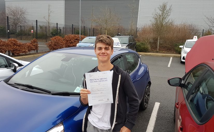 Ben Harrison-Badham of Bagshot, Surrey his driving test FIRST time in Farnborough