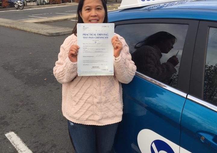 Lessy who passed her driving test FIRST time in Farnborough
