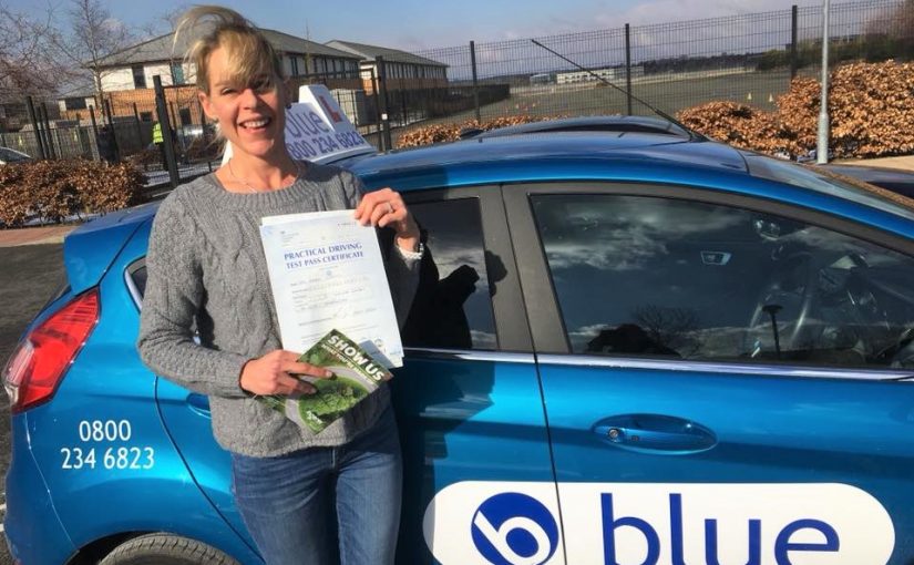 Angie Callis passed her driving test in Farnborough, Hampshire