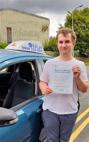 Lawrence Thexton passed his driving test in Reading first TIME