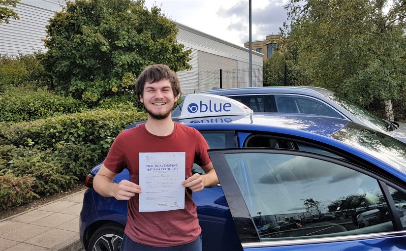 Alex Hills of Lightwater who passed his driving test FIRST TIME in Farnborough