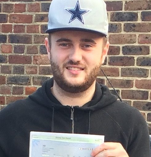 Luke passed his driving test at Farnborough