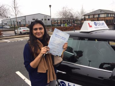 Farnborough driving test pass for Nikhita Patel