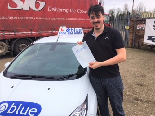 Josh Dibley of Old Windsor passed his driving test in Slough First Time