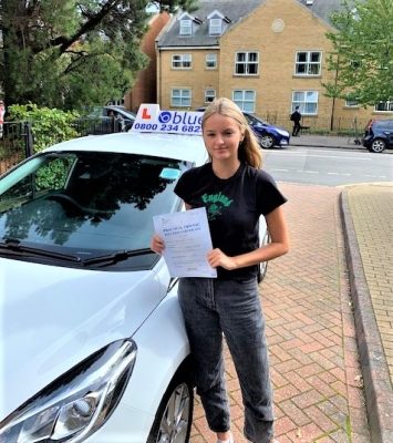 Sasha Weller of Windsor passed her driving test in Slough