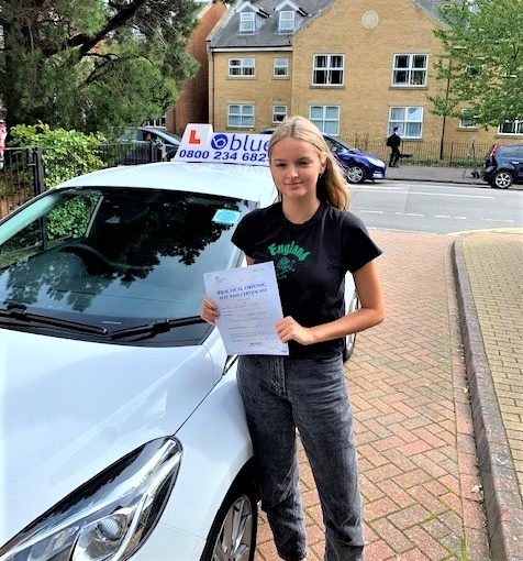 Sasha Weller of Windsor passed her driving test in Slough