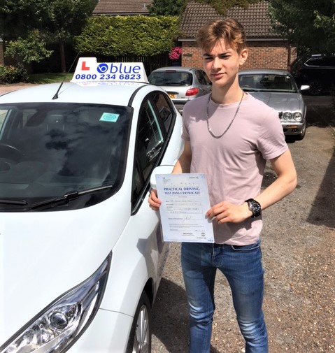 Leuan Thomas of Maidenhead who passed his driving test in Slough