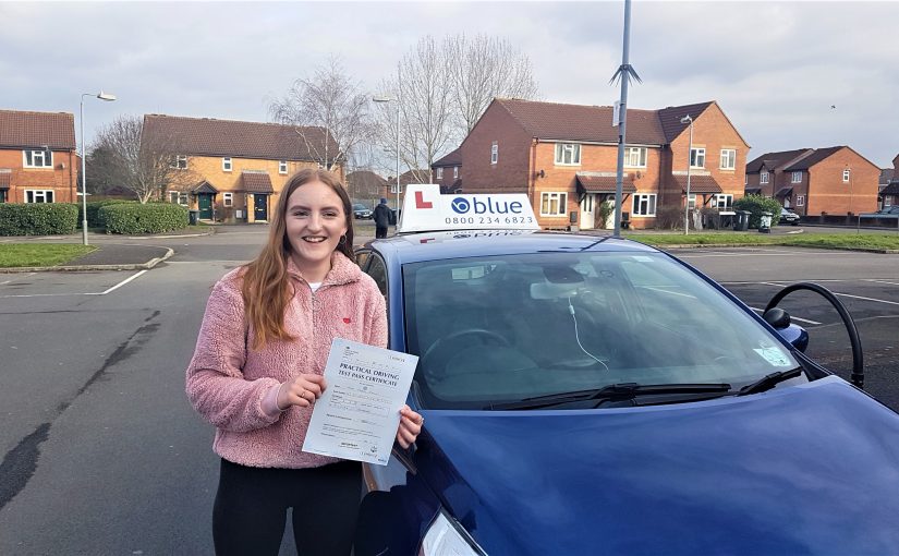 Klara Olsson of Trudoxhill, Somerset passed driving test in Trowbridge