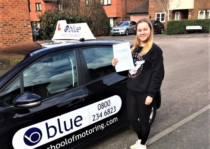 Sarah Overman from Warfield passed her driving test in Farnborough