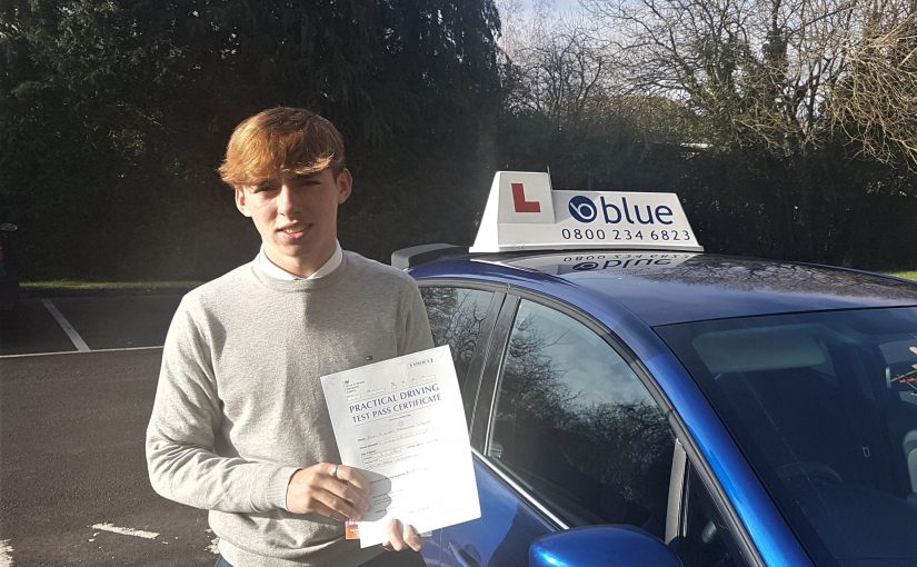 Fin Lyons from Westbury in Wiltshire passed his driving test FIRST TIME