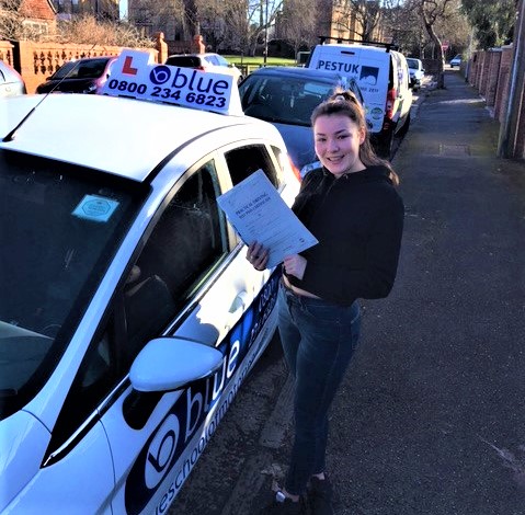 Meg Leopold of Windsor, Berkshire passed her driving test Very First attempt in Slough