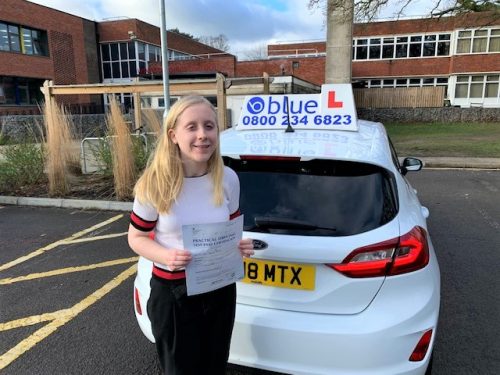 Anna Foskett of Windsor passed her driving test in Slough