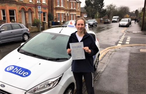 Cat Trelawny of Windsor, Berkshire passed her driving test