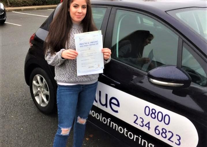 Carrie Lewis from Yateley passed driving test Farnborough in Hampshire